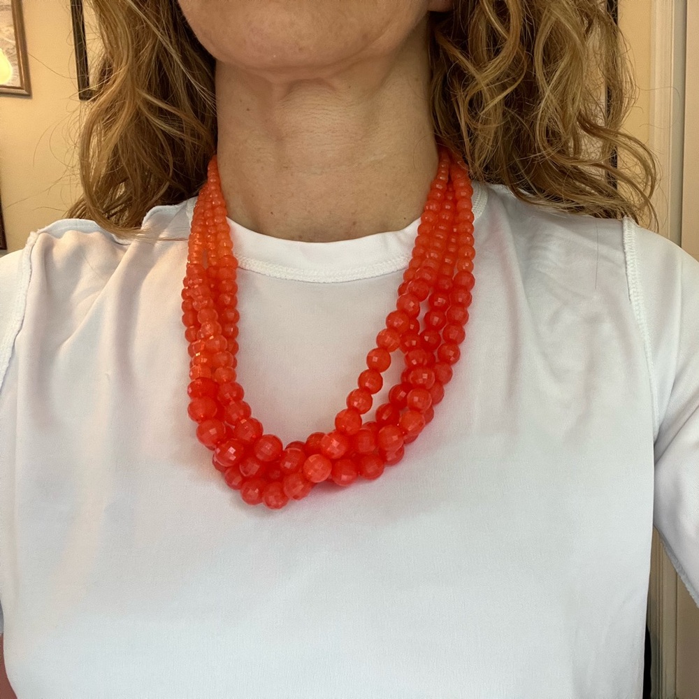 4 strand Orange Beaded Necklace